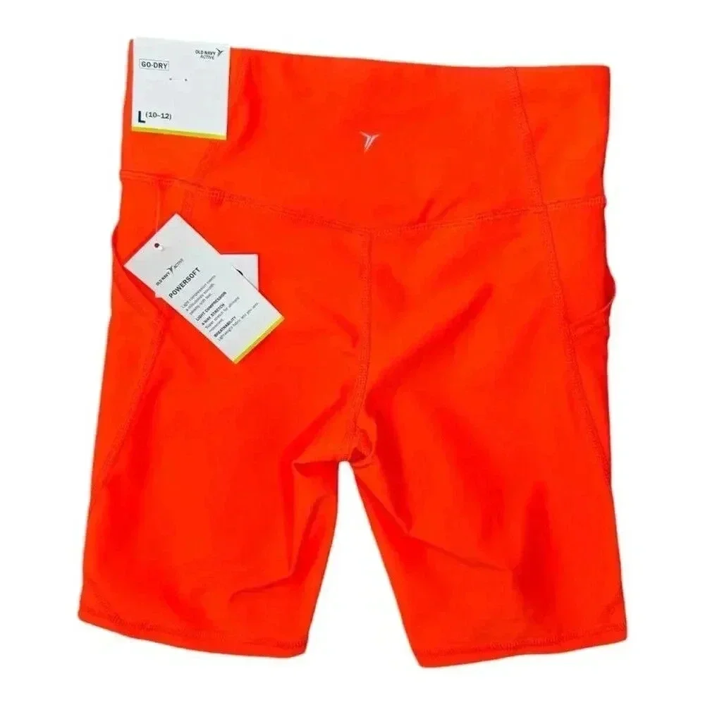 NEW Old Navy Active Girl’s Large Orange High-Waist Biker Shorts Activewear NWT‎